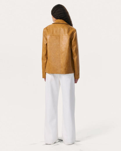 Jordie Faux Leather Jacket - Camel