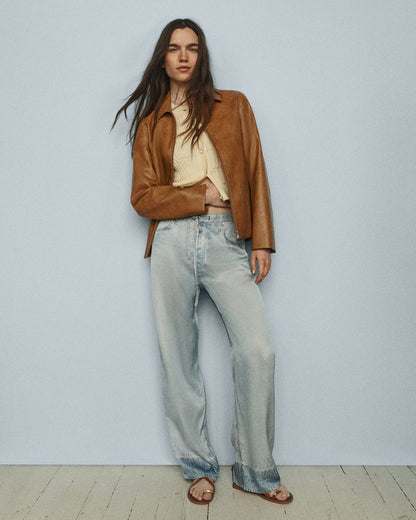 Jordie Faux Leather Jacket - Camel