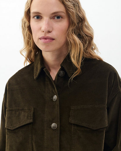 Jaiden Stretch Corduroy Shirt Jacket - Balsam