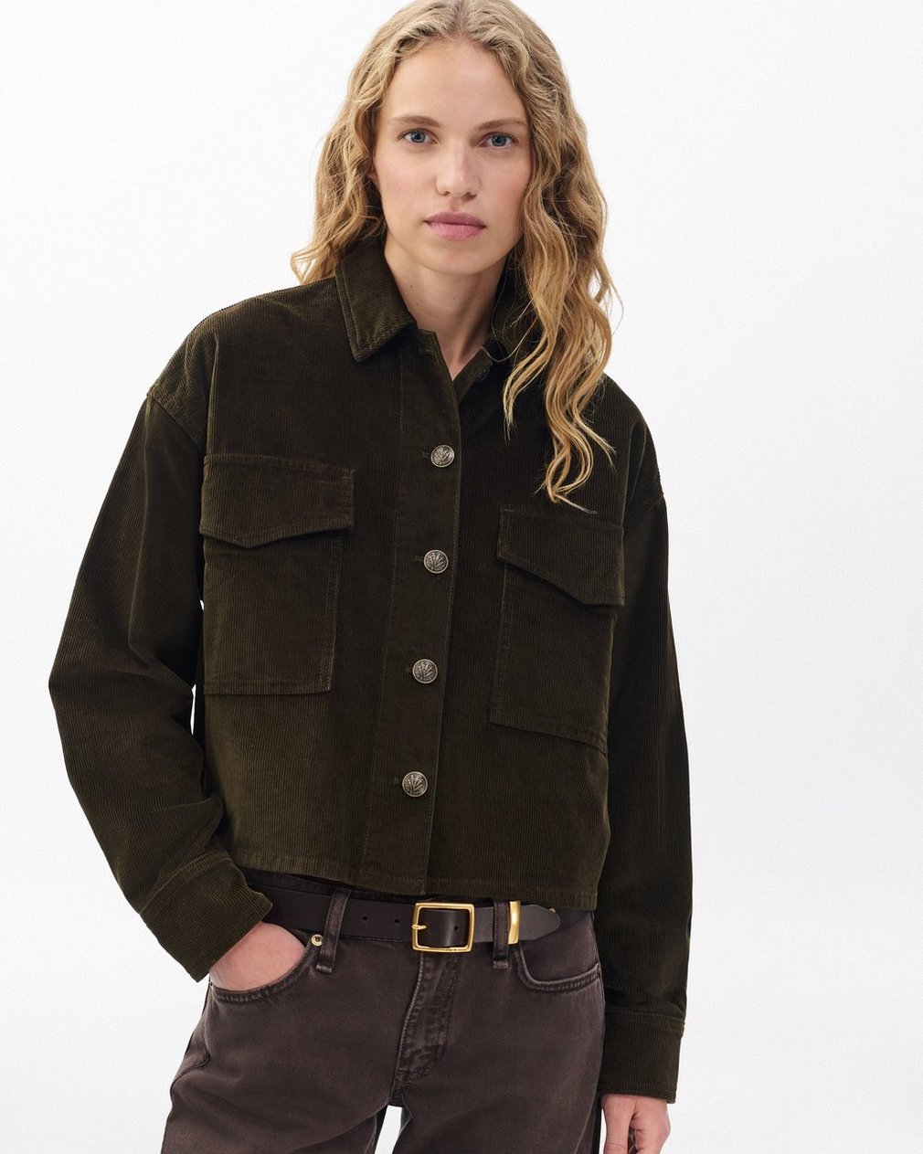Jaiden Stretch Corduroy Shirt Jacket - Balsam