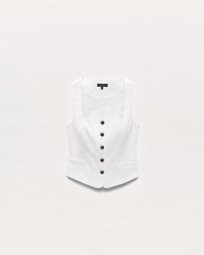 Mariana Linen-Blend Vest - White
