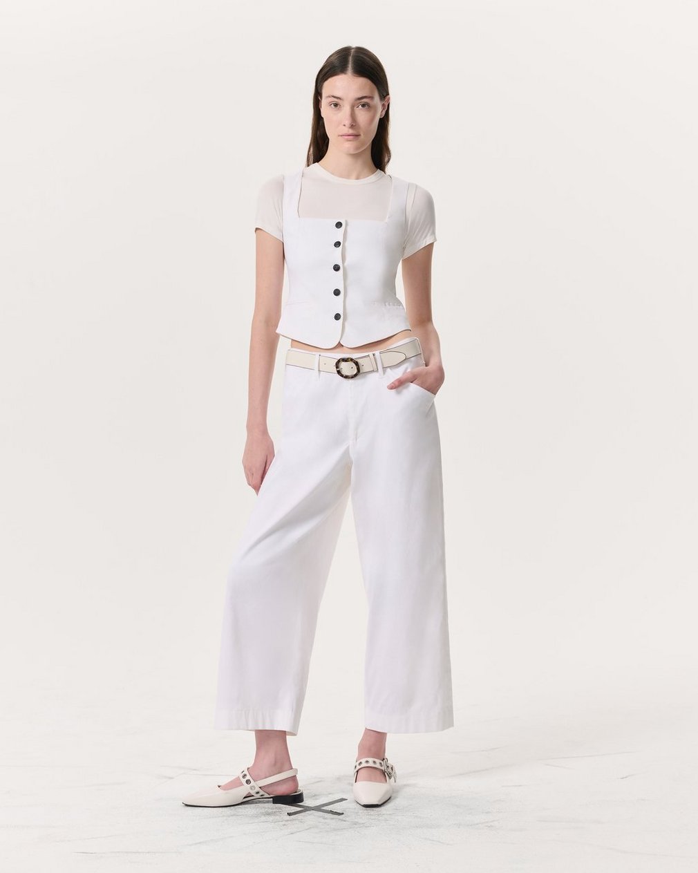 Mariana Linen-Blend Vest - White