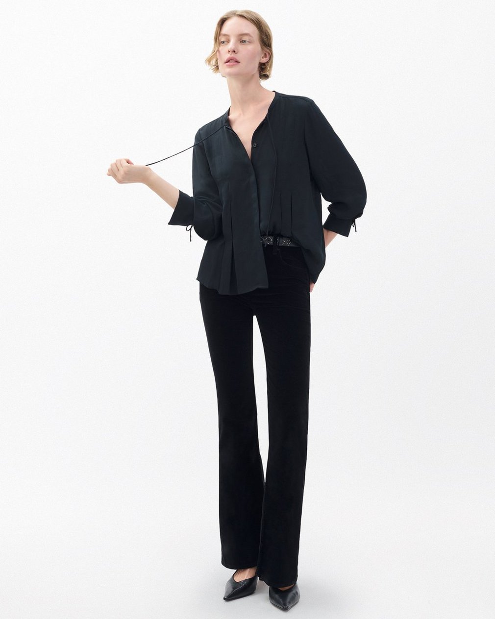 Arden Pleated Blouse - Black