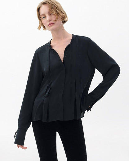Arden Pleated Blouse - Black