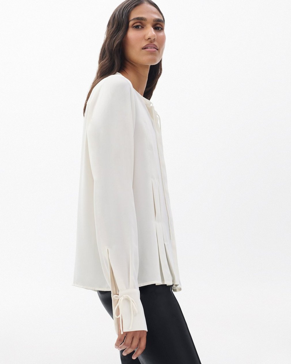 Arden Pleated Blouse - Ivory