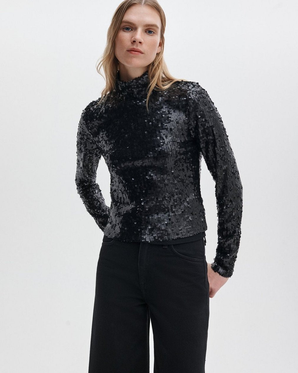 Lucy Sequined Turtleneck - Black