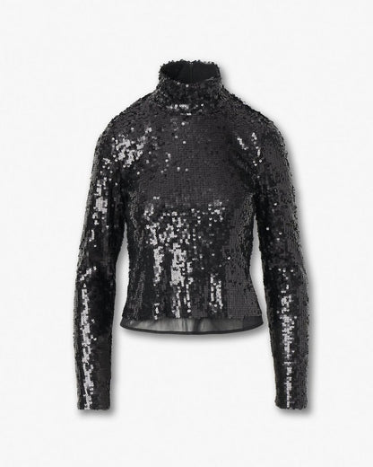 Lucy Sequined Turtleneck - Black