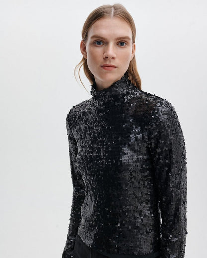 Lucy Sequined Turtleneck - Black