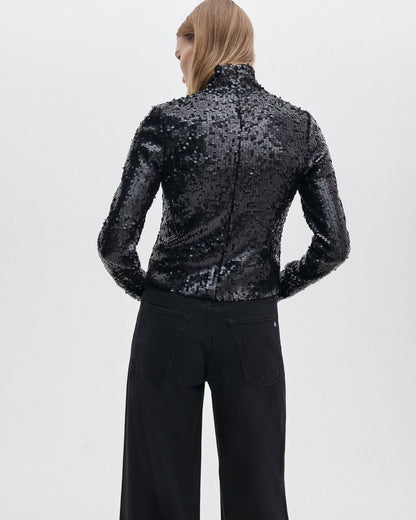 Lucy Sequined Turtleneck - Black