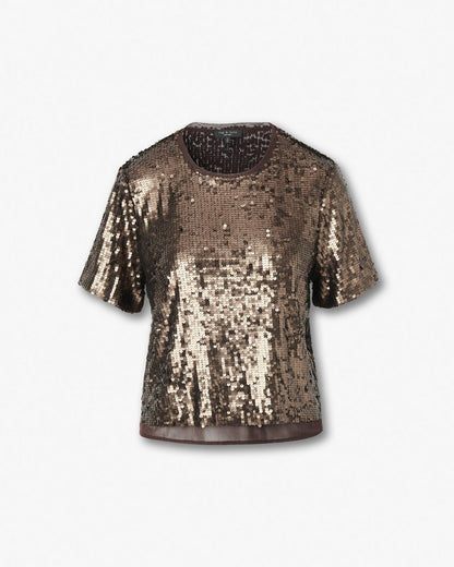 Lucy Sequined Tee - Coffee