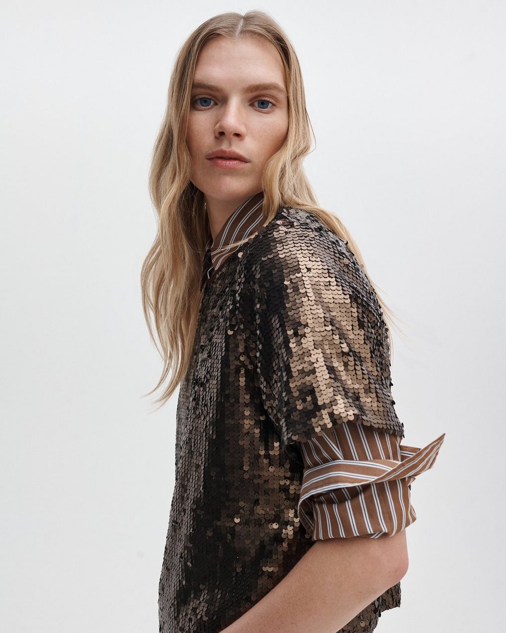 Lucy Sequined Tee - Coffee