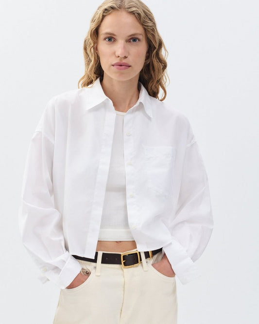 Marin Cropped Shirt - White