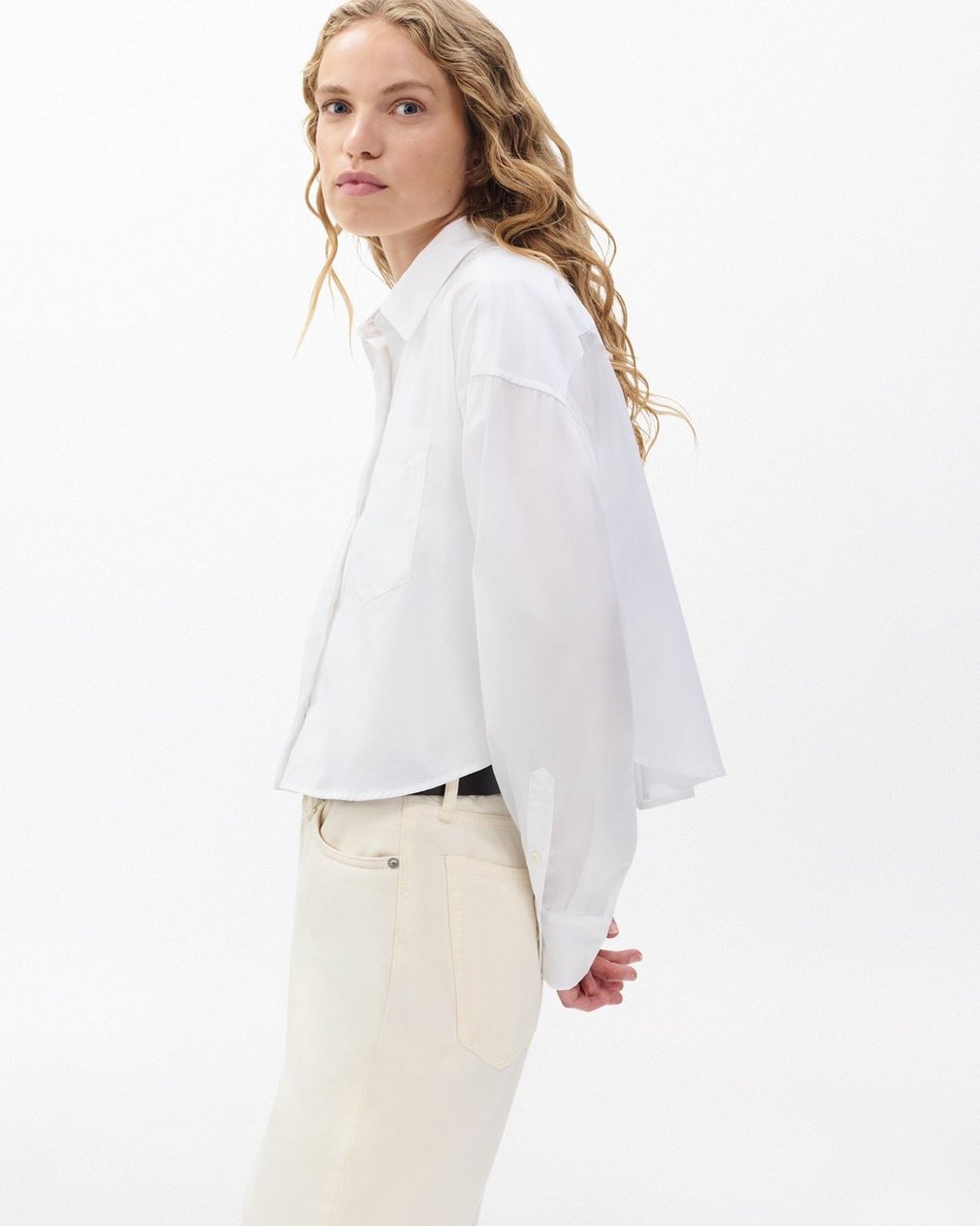 Marin Cropped Shirt - White