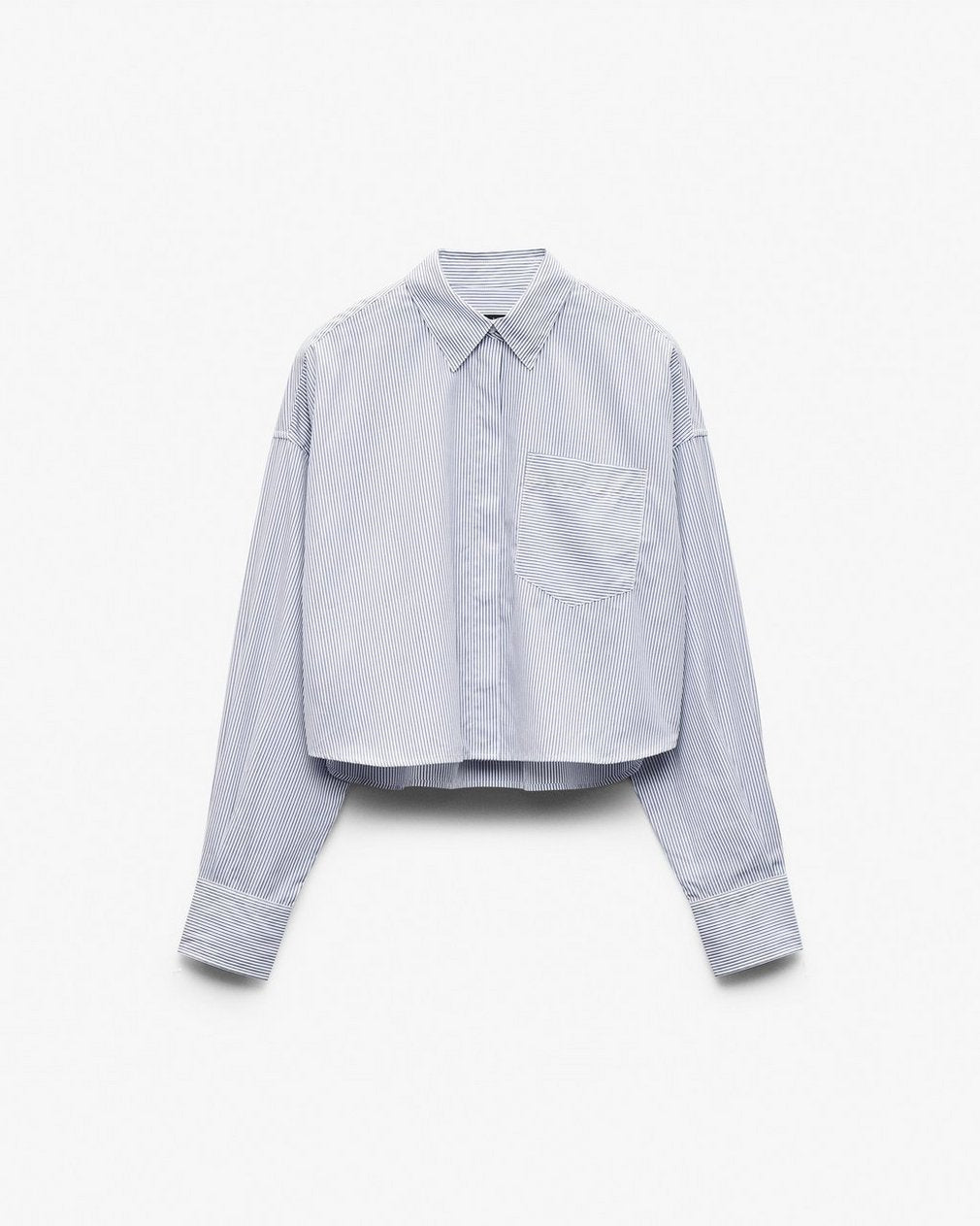 Marin Cropped Striped Shirt - White Stripe