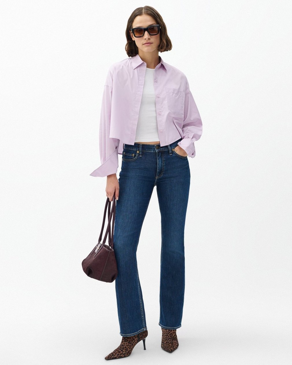 Marin Cropped Shirt - Lavender