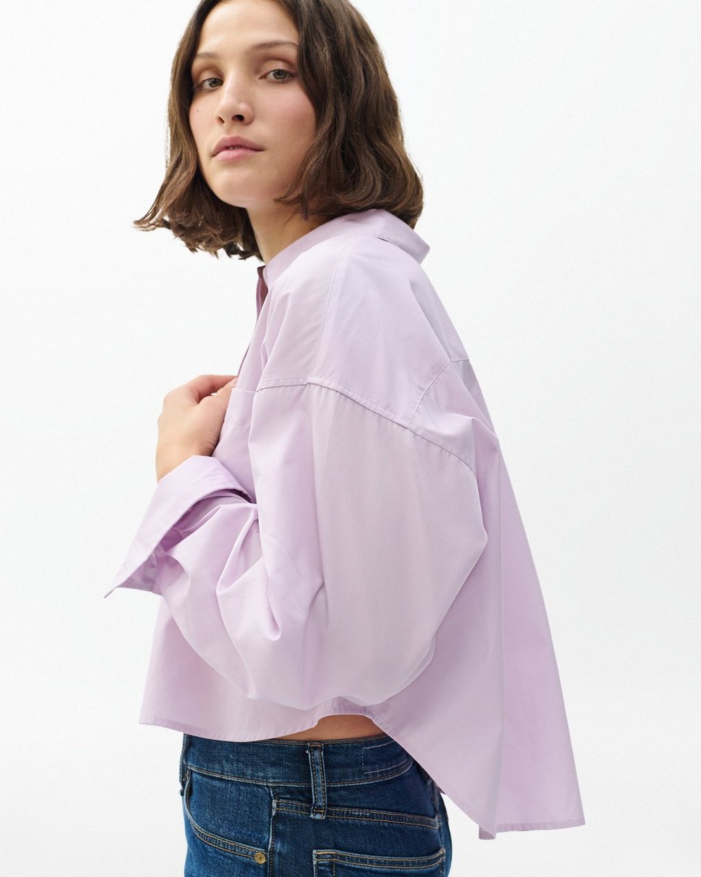 Marin Cropped Shirt - Lavender