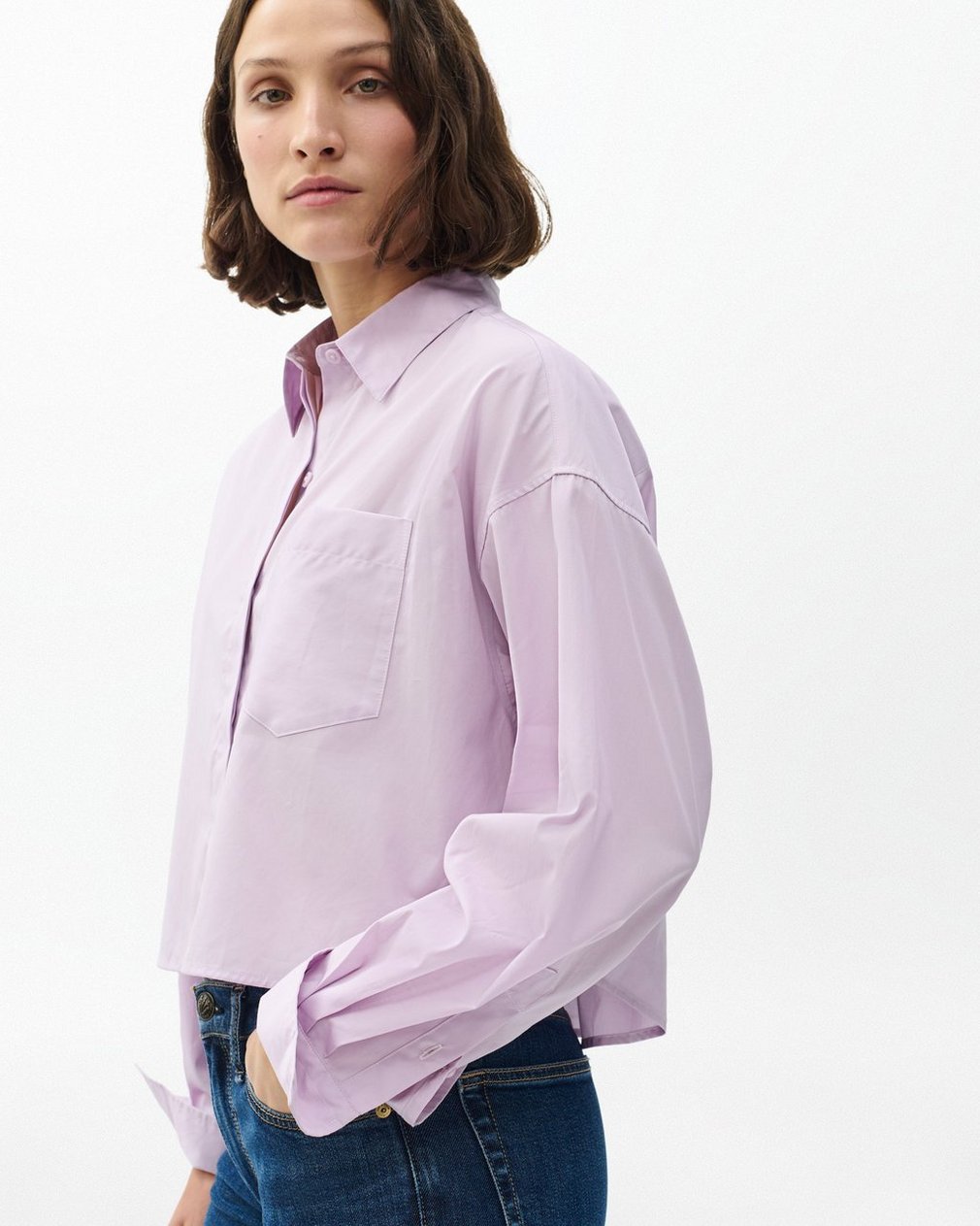 Marin Cropped Shirt - Lavender