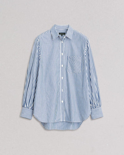 Maxine Poplin Stripe Shirt - Blue Stripe