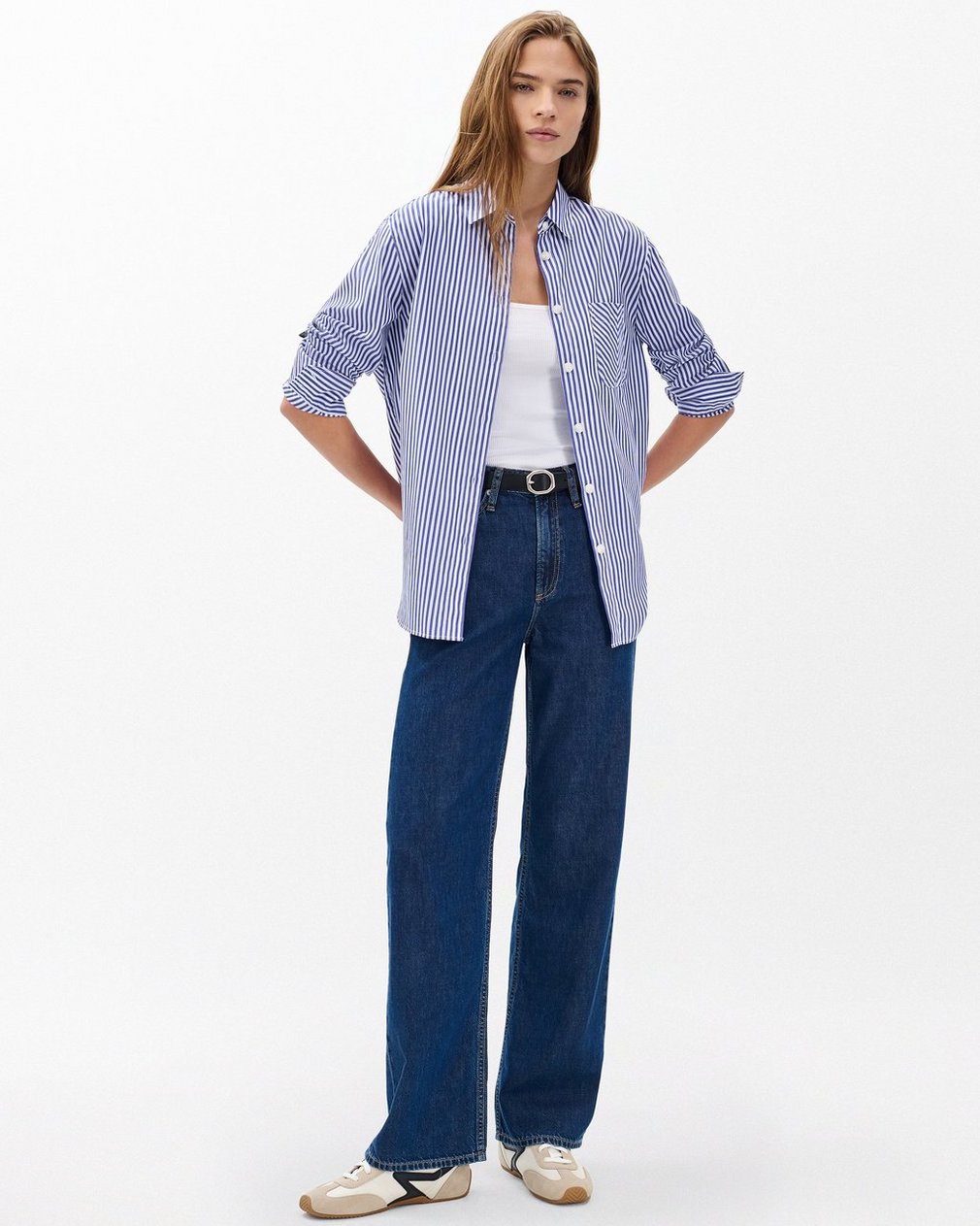 Maxine Poplin Stripe Shirt - Blue Stripe