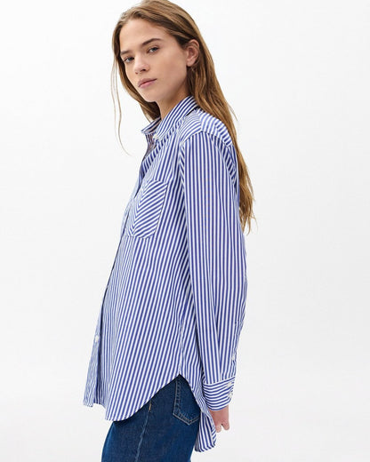 Maxine Poplin Stripe Shirt - Blue Stripe