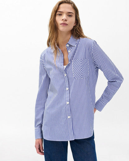 Maxine Poplin Stripe Shirt - Blue Stripe