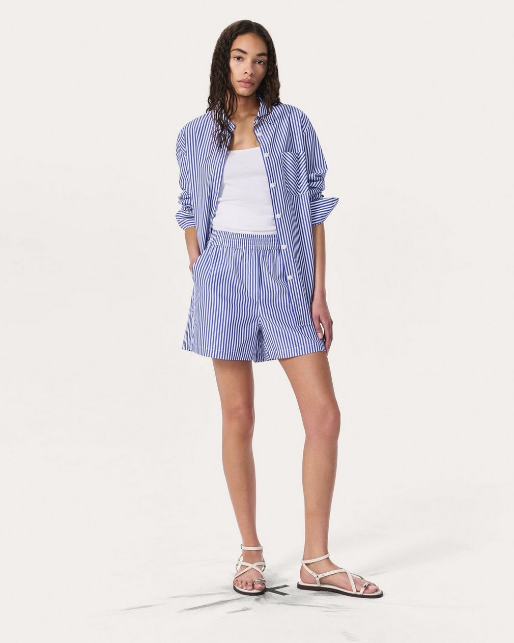 Maxine Poplin Stripe Shirt - Blue Stripe