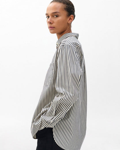 Connie Striped Poplin Shirt - Blue Stripe