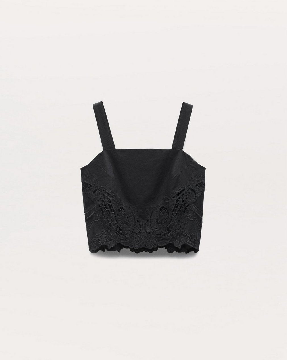Clem Lace-Trim Poplin Tank Top - Black