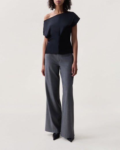 Evelyn Satin Top - Black