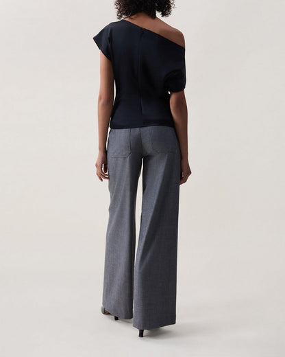 Evelyn Satin Top - Black