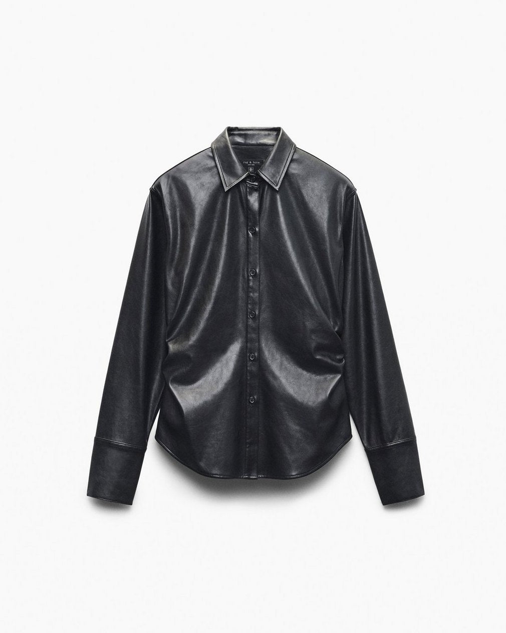 Leah Faux Leather Shirt - Black