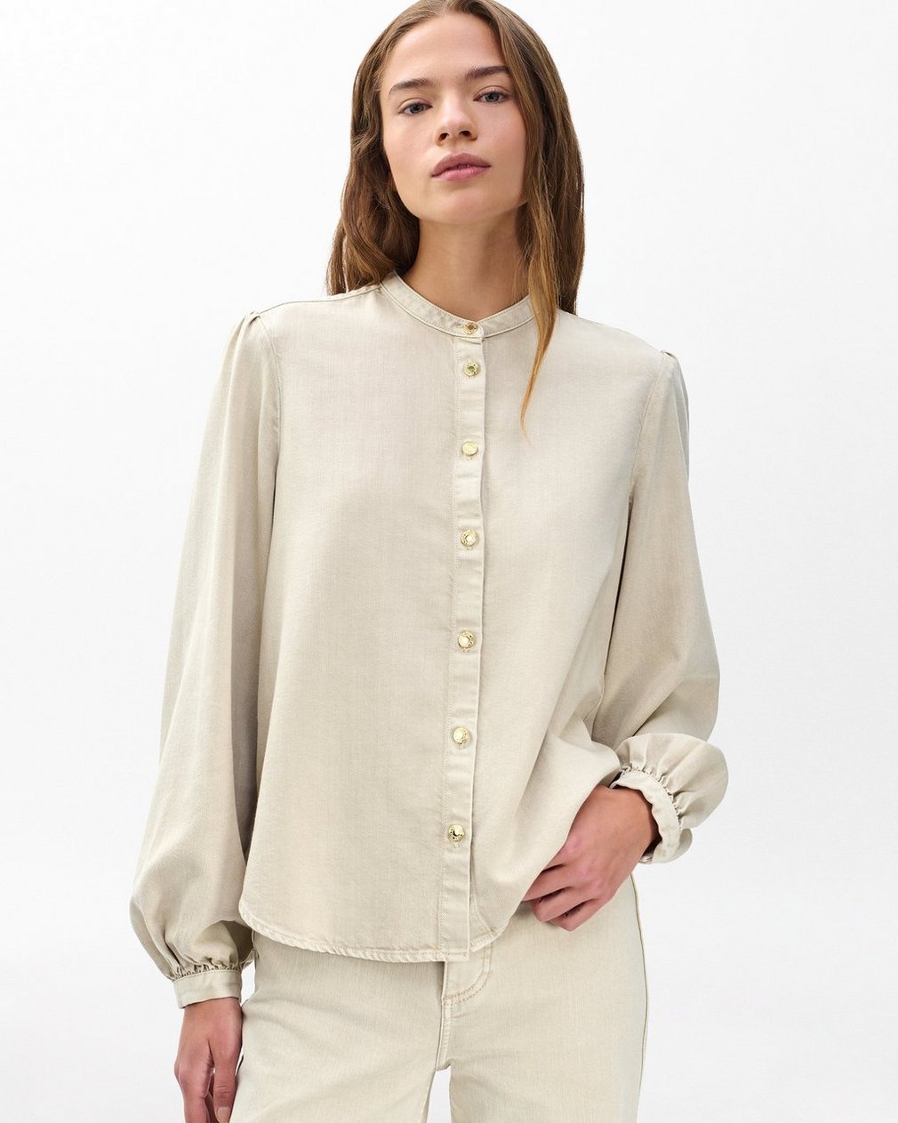 Sandra Denim Blouse - Sand Stone