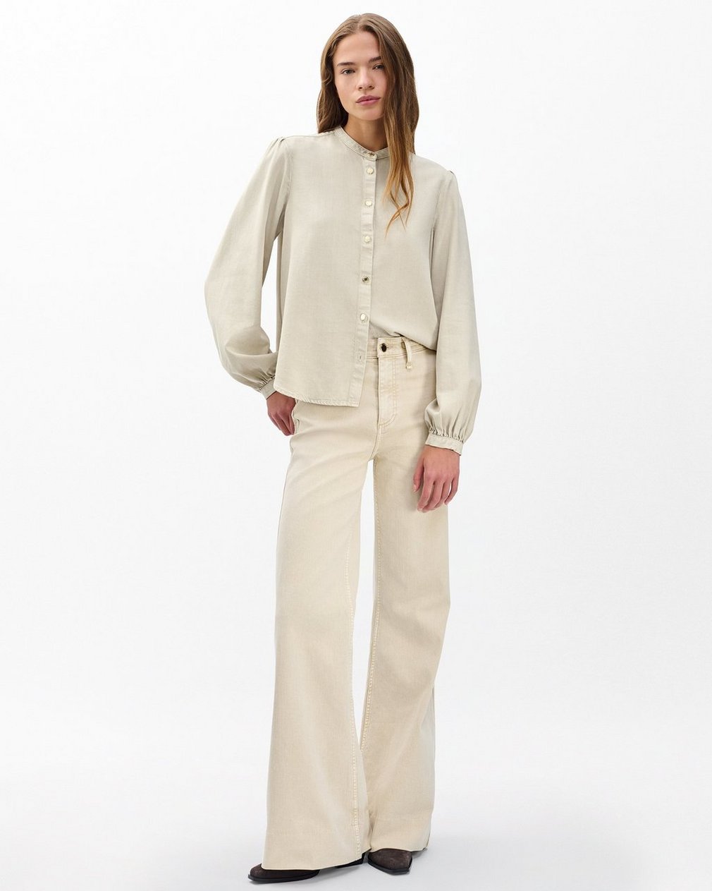 Sandra Denim Blouse - Sand Stone