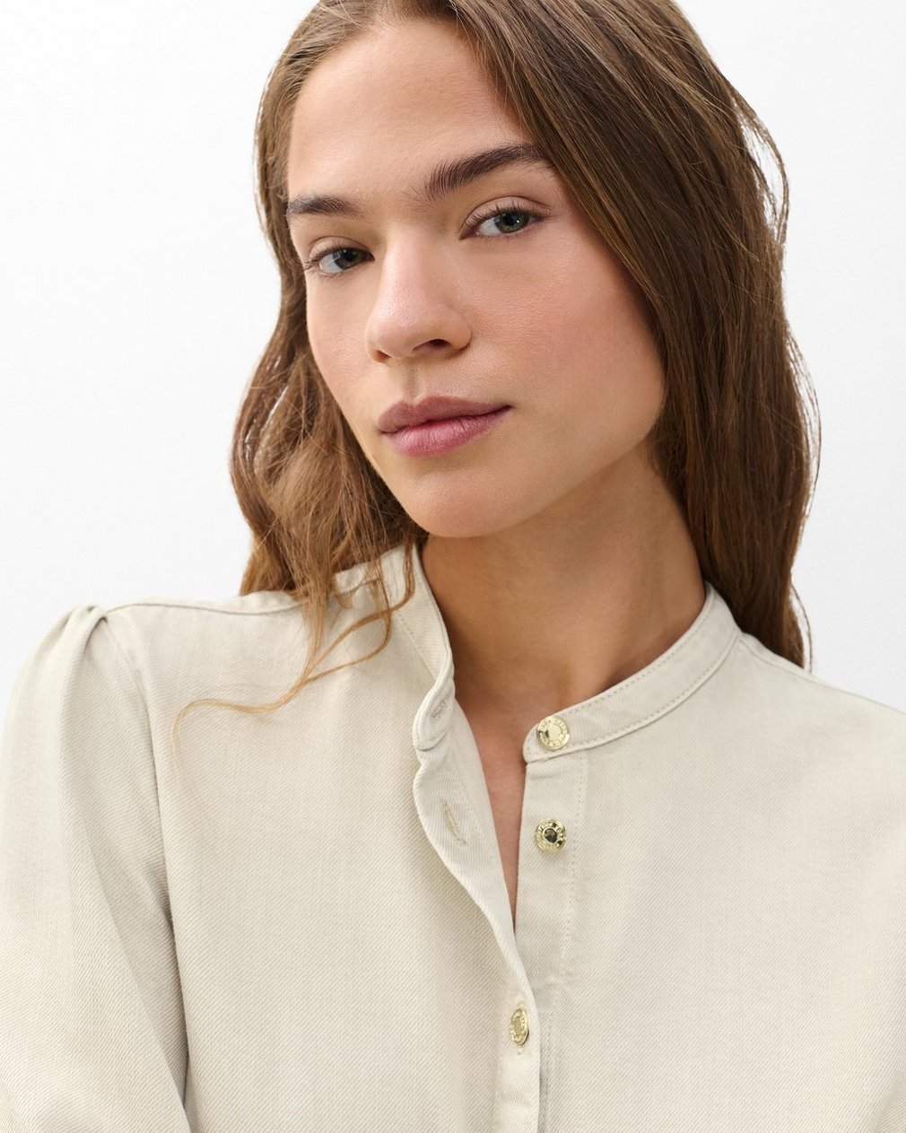Sandra Denim Blouse - Sand Stone