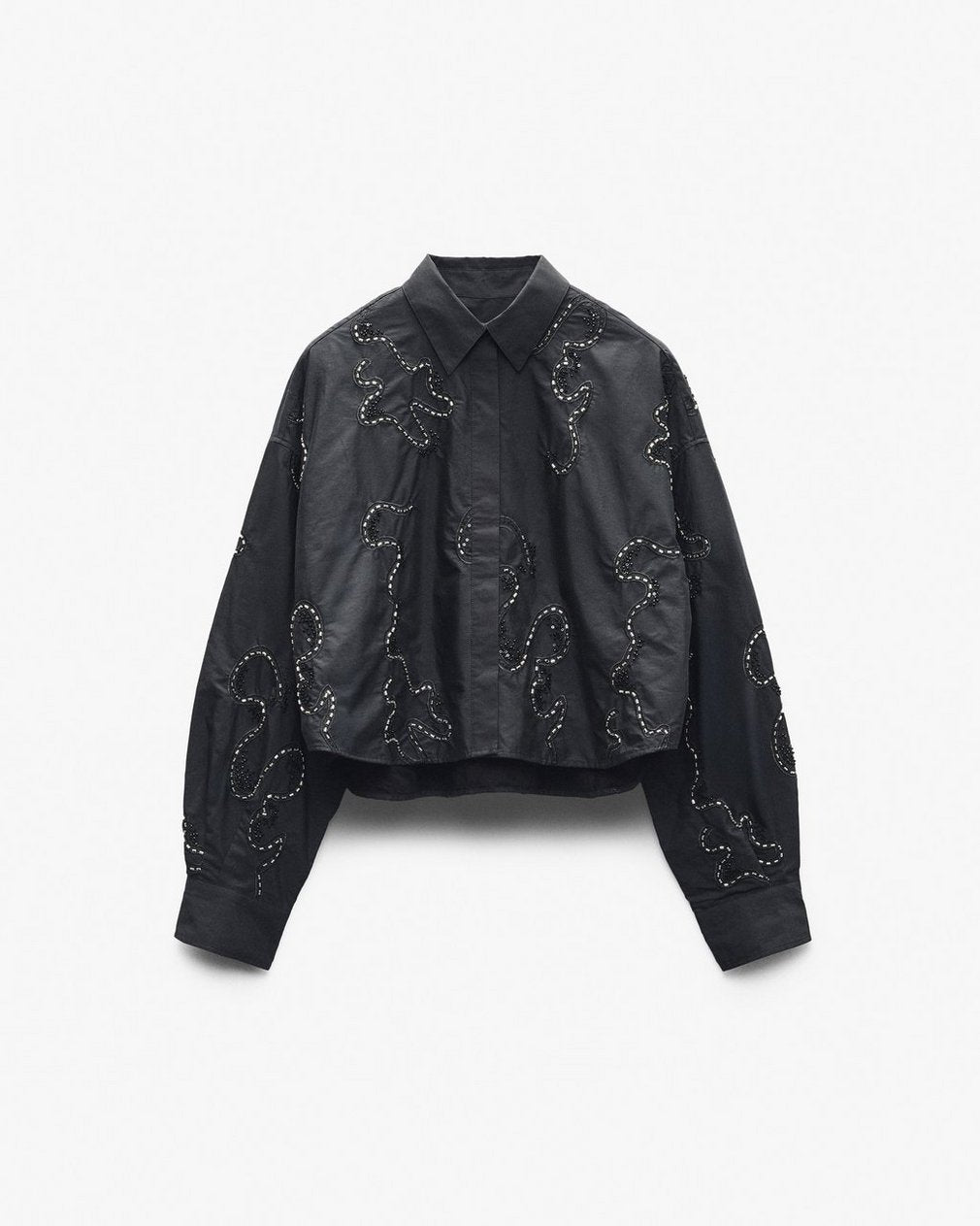 Beatrice Embroidered Poplin Shirt - Black Embroidery