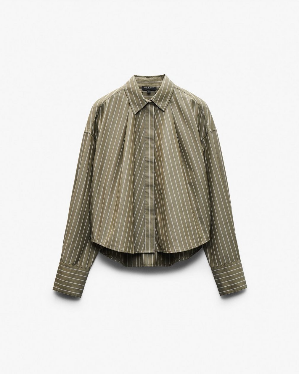Martha Striped Poplin Shirt - Green Stripe