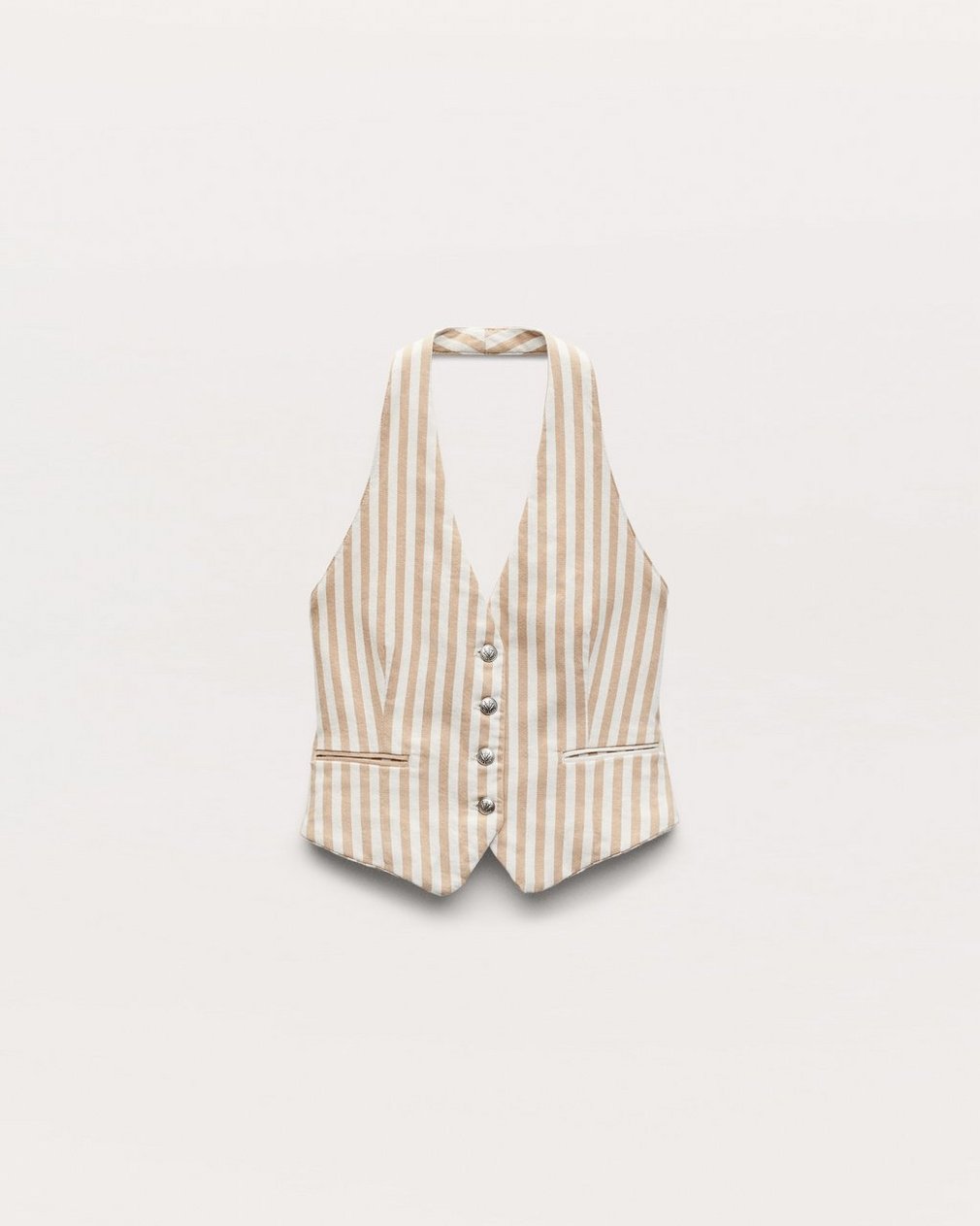 Ethel Striped Denim Vest - Tan Stripe