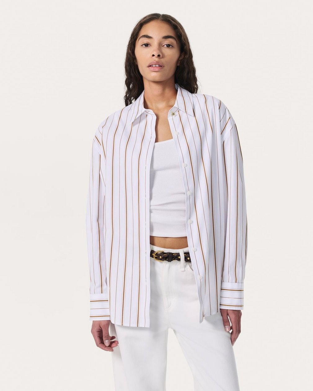 Jessica Striped Poplin Shirt - Brown Stripe