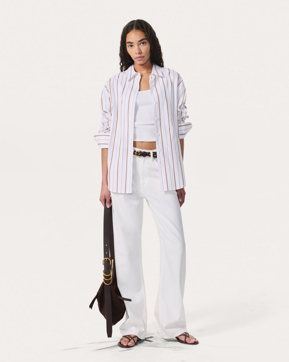 Jessica Striped Poplin Shirt - Brown Stripe