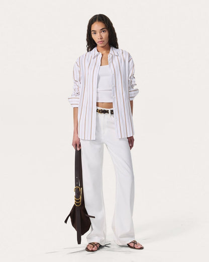 Jessica Striped Poplin Shirt - Brown Stripe
