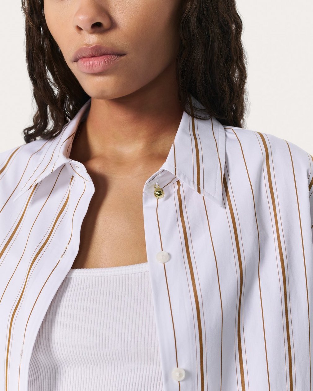 Jessica Striped Poplin Shirt - Brown Stripe