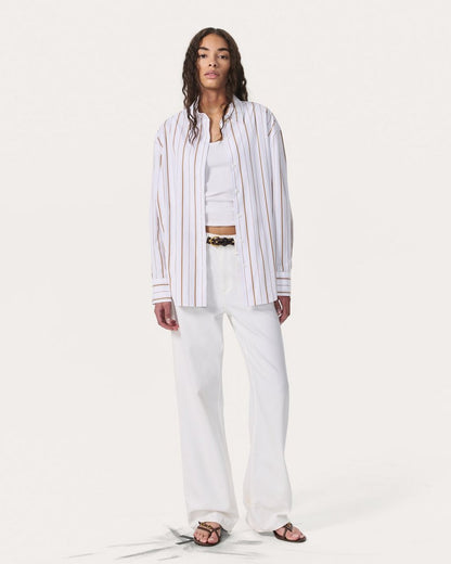 Jessica Striped Poplin Shirt - Brown Stripe