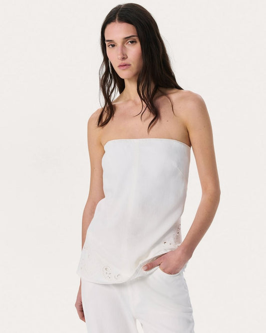 Aurora Denim Top - White Eyelet