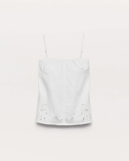 Aurora Denim Top - White Eyelet