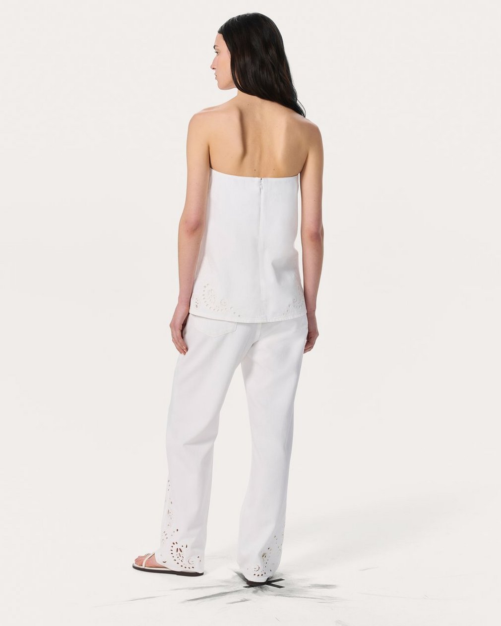 Aurora Denim Top - White Eyelet