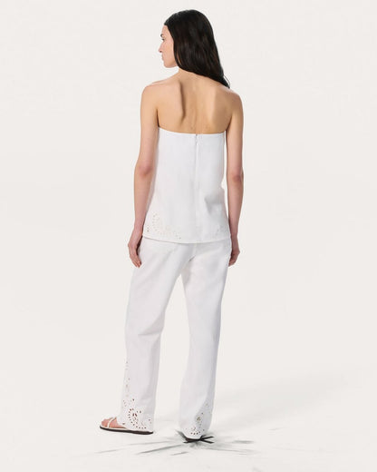 Aurora Denim Top - White Eyelet