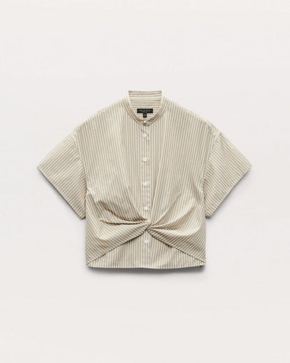 Gretchen Striped Poplin Shirt - Beige Stripe