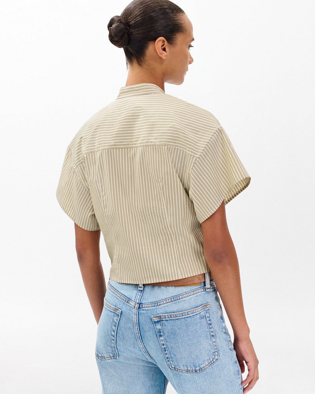 Gretchen Striped Poplin Shirt - Beige Stripe