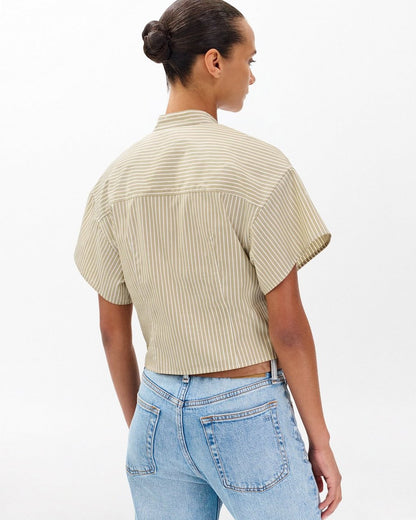 Gretchen Striped Poplin Shirt - Beige Stripe
