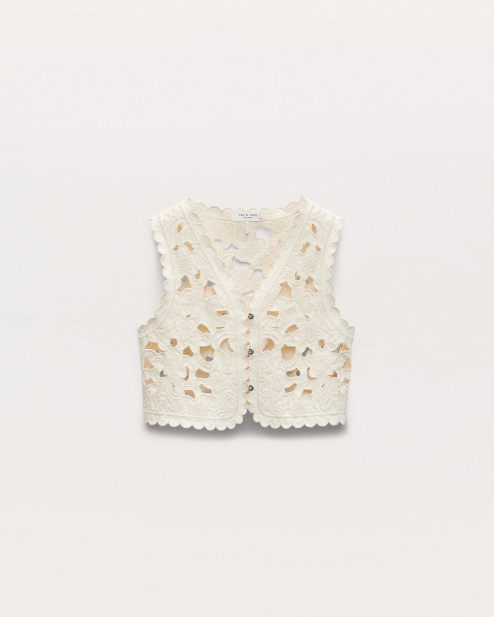 Coralie Cutout Denim Vest - Ecru
